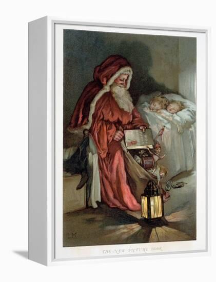 Illustration Entitled The New Picture Book Depicting a Visit from Santa-null-Framed Premier Image Canvas