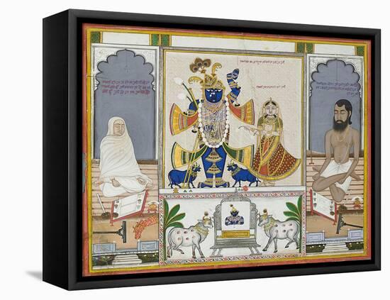 Illustration for a Manuscript on the Worship of Srinathji, Rajasthan, Early 19th Century-null-Framed Premier Image Canvas