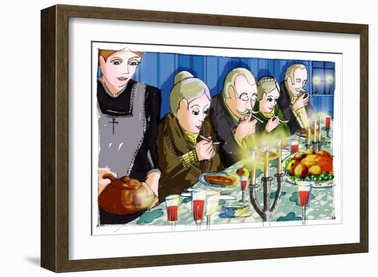 Illustration for “” Babette's Feast”” by Karen Blixen (Babette's Feast) Drawing by Patrizia Laporta-Patrizia La Porta-Framed Giclee Print