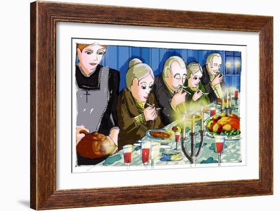 Illustration for “” Babette's Feast”” by Karen Blixen (Babette's Feast) Drawing by Patrizia Laporta-Patrizia La Porta-Framed Giclee Print