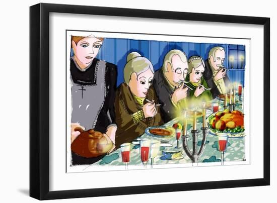 Illustration for “” Babette's Feast”” by Karen Blixen (Babette's Feast) Drawing by Patrizia Laporta-Patrizia La Porta-Framed Giclee Print