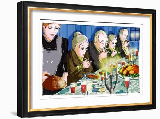 Illustration for “” Babette's Feast”” by Karen Blixen (Babette's Feast) Drawing by Patrizia Laporta-Patrizia La Porta-Framed Giclee Print