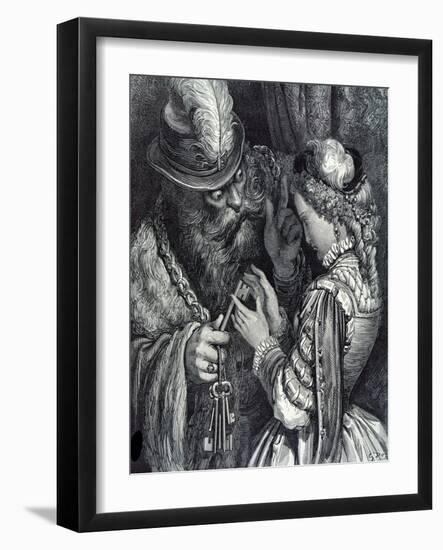 Illustration for 'Bluebeard' by Charles Perrault (1628-1703) 1893-Gustave Doré-Framed Giclee Print