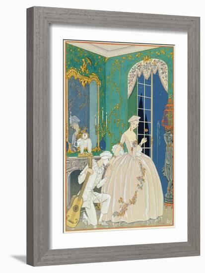 Illustration for 'Fetes Galantes' by Paul Verlaine (1844-96) 1923 (Pochoir Print)-Georges Barbier-Framed Giclee Print