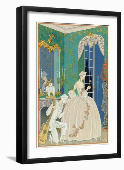 Illustration for 'Fetes Galantes' by Paul Verlaine (1844-96) 1923 (Pochoir Print)-Georges Barbier-Framed Giclee Print