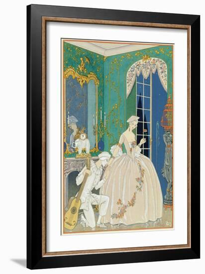 Illustration for 'Fetes Galantes' by Paul Verlaine (1844-96) 1923 (Pochoir Print)-Georges Barbier-Framed Giclee Print