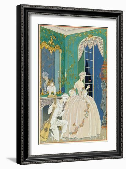 Illustration for 'Fetes Galantes' by Paul Verlaine (1844-96) 1923 (Pochoir Print)-Georges Barbier-Framed Giclee Print