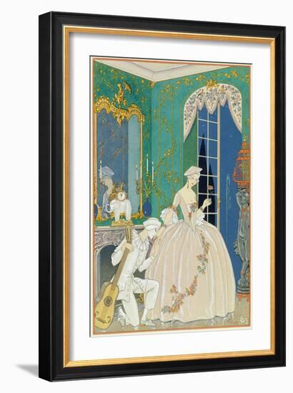 Illustration for 'Fetes Galantes' by Paul Verlaine (1844-96) 1923 (Pochoir Print)-Georges Barbier-Framed Giclee Print