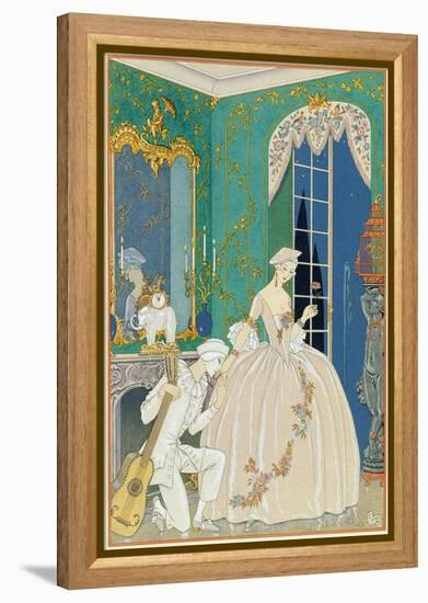 Illustration for 'Fetes Galantes' by Paul Verlaine (1844-96) 1923 (Pochoir Print)-Georges Barbier-Framed Premier Image Canvas