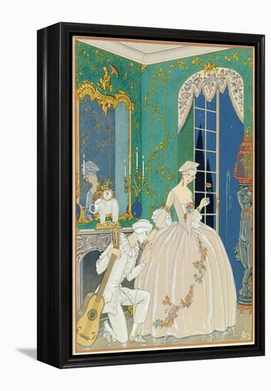 Illustration for 'Fetes Galantes' by Paul Verlaine (1844-96) 1923 (Pochoir Print)-Georges Barbier-Framed Premier Image Canvas
