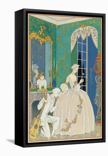 Illustration for 'Fetes Galantes' by Paul Verlaine (1844-96) 1923 (Pochoir Print)-Georges Barbier-Framed Premier Image Canvas