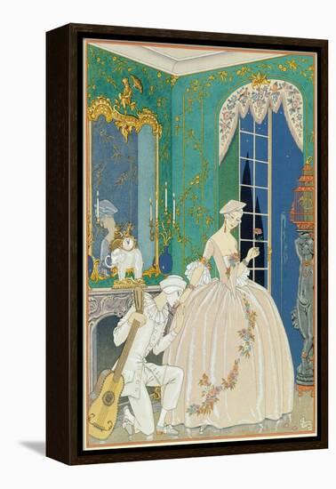 Illustration for 'Fetes Galantes' by Paul Verlaine (1844-96) 1923 (Pochoir Print)-Georges Barbier-Framed Premier Image Canvas