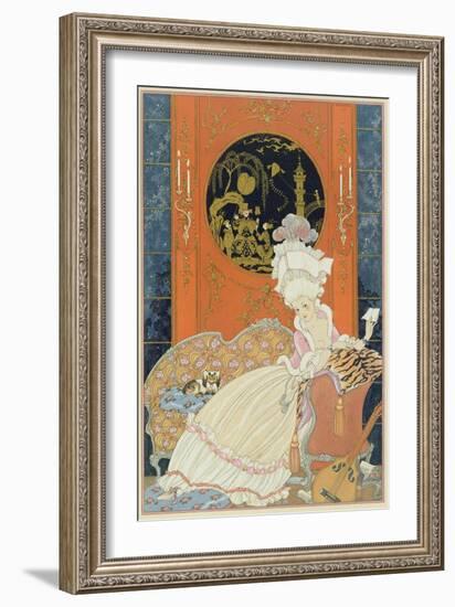 Illustration for 'Fetes Galantes' by Paul Verlaine (1844-96) 1928 (Pochoir Print)-Georges Barbier-Framed Giclee Print