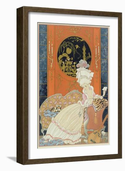 Illustration for 'Fetes Galantes' by Paul Verlaine (1844-96) 1928 (Pochoir Print)-Georges Barbier-Framed Giclee Print