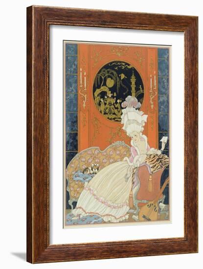 Illustration for 'Fetes Galantes' by Paul Verlaine (1844-96) 1928 (Pochoir Print)-Georges Barbier-Framed Giclee Print