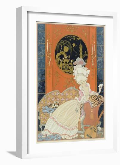 Illustration for 'Fetes Galantes' by Paul Verlaine (1844-96) 1928 (Pochoir Print)-Georges Barbier-Framed Giclee Print