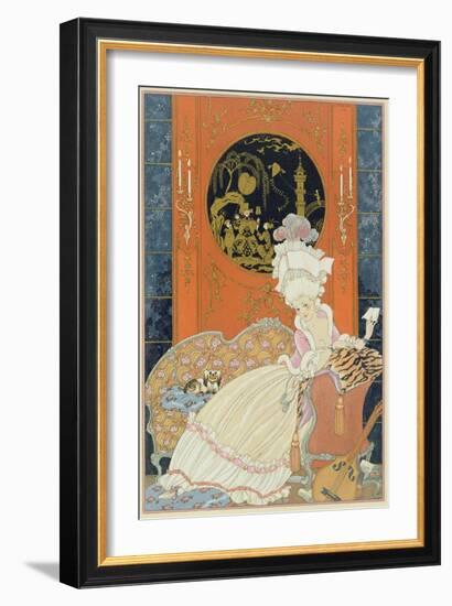 Illustration for 'Fetes Galantes' by Paul Verlaine (1844-96) 1928 (Pochoir Print)-Georges Barbier-Framed Giclee Print