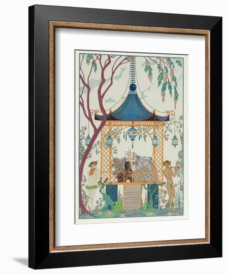 Illustration for 'Fetes Galantes' by Paul Verlaine (1844-96) Published 1928 (Pochoir Print)-Georges Barbier-Framed Giclee Print