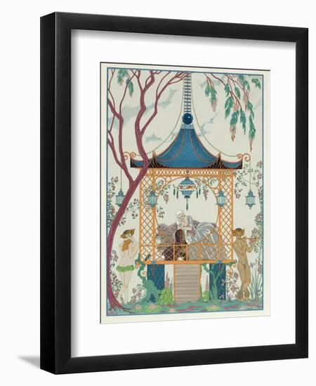 Illustration for 'Fetes Galantes' by Paul Verlaine (1844-96) Published 1928 (Pochoir Print)-Georges Barbier-Framed Giclee Print