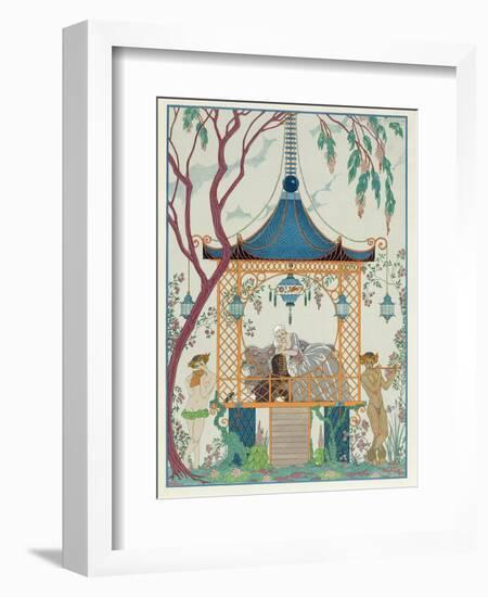 Illustration for 'Fetes Galantes' by Paul Verlaine (1844-96) Published 1928 (Pochoir Print)-Georges Barbier-Framed Giclee Print