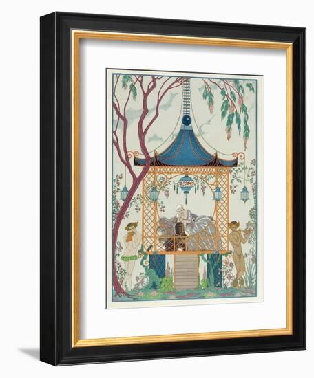 Illustration for 'Fetes Galantes' by Paul Verlaine (1844-96) Published 1928 (Pochoir Print)-Georges Barbier-Framed Giclee Print