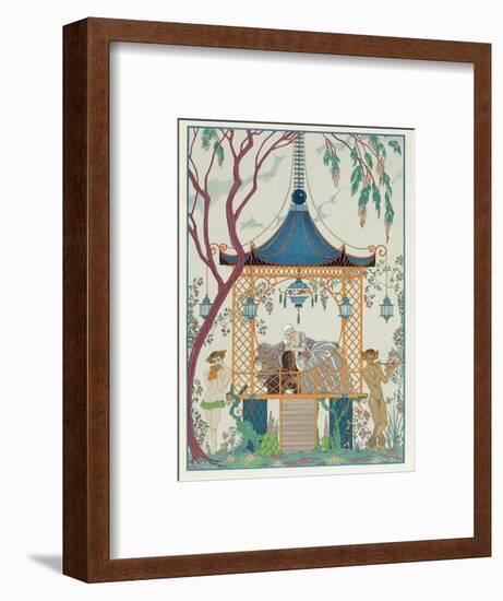 Illustration for 'Fetes Galantes' by Paul Verlaine (1844-96) Published 1928 (Pochoir Print)-Georges Barbier-Framed Premium Giclee Print