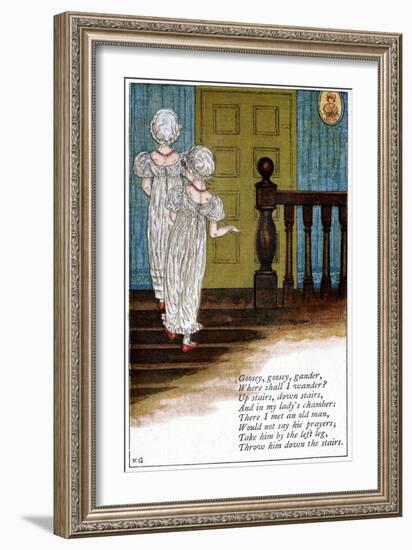 Illustration for Goosey, Goosey Gander, Where Shall I Wander?, Kate Greenaway (1846-190)-Catherine Greenaway-Framed Giclee Print