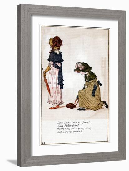 Illustration for Lucy Locket, Lost Her Purse, Kate Greenaway (1846-190)-Catherine Greenaway-Framed Giclee Print