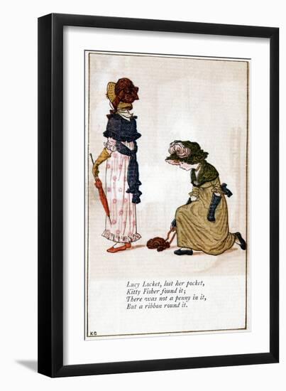 Illustration for Lucy Locket, Lost Her Purse, Kate Greenaway (1846-190)-Catherine Greenaway-Framed Giclee Print