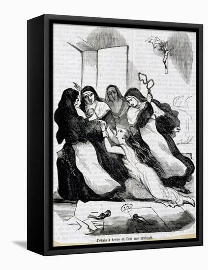 Illustration for Novel Nun or Memoirs of Nun-Denis Diderot-Framed Premier Image Canvas