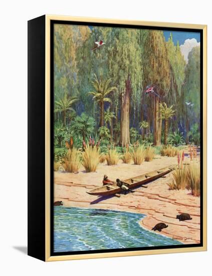 Illustration for Robinson Crusoe-Howard Davie-Framed Premier Image Canvas