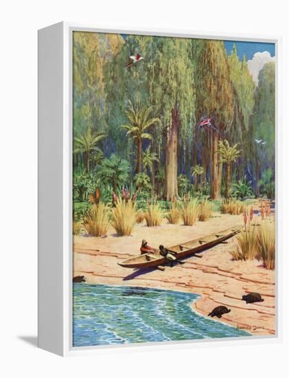 Illustration for Robinson Crusoe-Howard Davie-Framed Premier Image Canvas