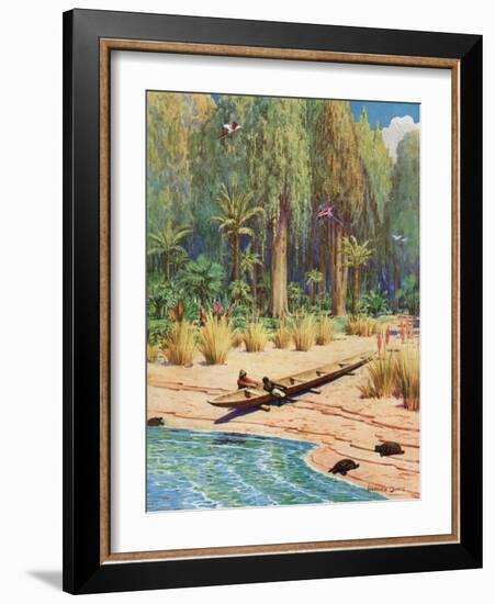 Illustration for Robinson Crusoe-Howard Davie-Framed Giclee Print