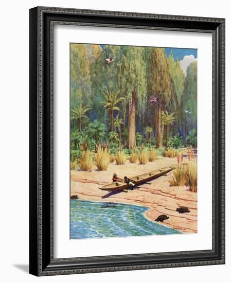 Illustration for Robinson Crusoe-Howard Davie-Framed Giclee Print