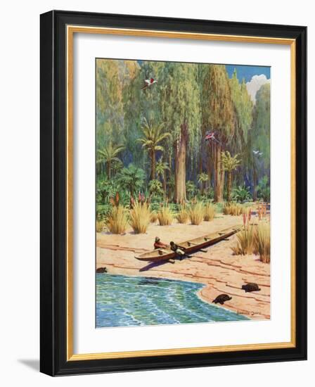 Illustration for Robinson Crusoe-Howard Davie-Framed Giclee Print