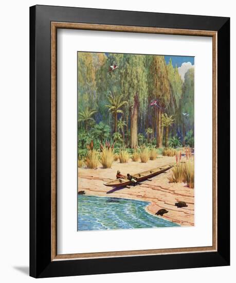 Illustration for Robinson Crusoe-Howard Davie-Framed Giclee Print