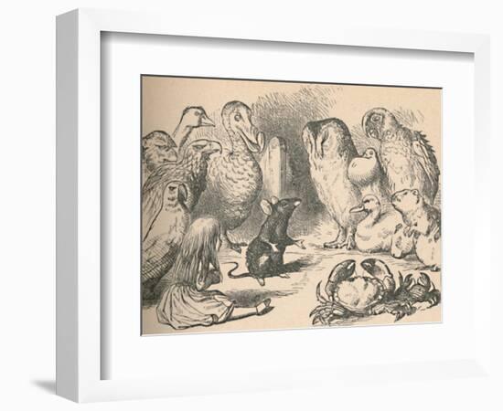 'Illustration for the chapter 'a Caucus-Race and a long tail'. Alice and various creatures, such as-John Tenniel-Framed Giclee Print