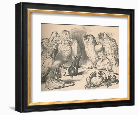 'Illustration for the chapter 'a Caucus-Race and a long tail'. Alice and various creatures, such as-John Tenniel-Framed Giclee Print