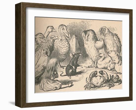 'Illustration for the chapter 'a Caucus-Race and a long tail'. Alice and various creatures, such as-John Tenniel-Framed Giclee Print