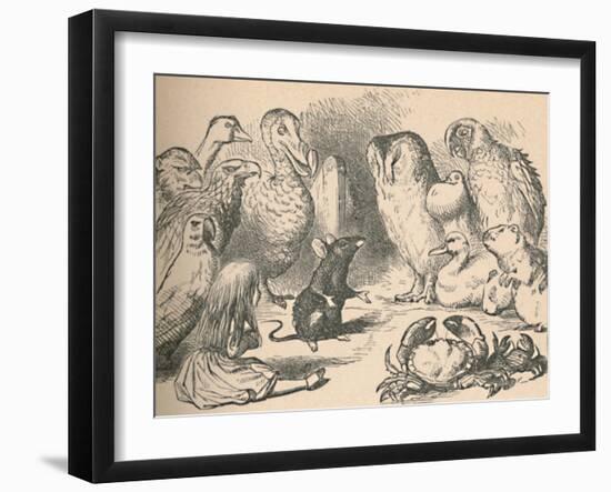 'Illustration for the chapter 'a Caucus-Race and a long tail'. Alice and various creatures, such as-John Tenniel-Framed Giclee Print