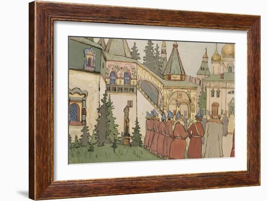 Illustration for the Fairy Tale the Feather of Finist the Falcon, Early 1900s-Ivan Yakovlevich Bilibin-Framed Giclee Print