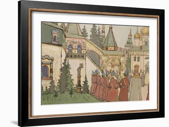Illustration for the Fairy Tale the Feather of Finist the Falcon, Early 1900s-Ivan Yakovlevich Bilibin-Framed Giclee Print