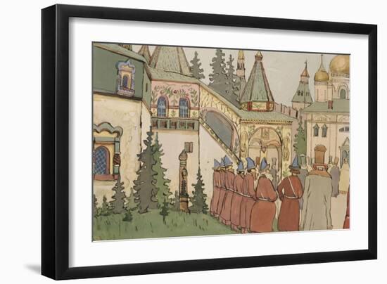 Illustration for the Fairy Tale the Feather of Finist the Falcon, Early 1900s-Ivan Yakovlevich Bilibin-Framed Giclee Print