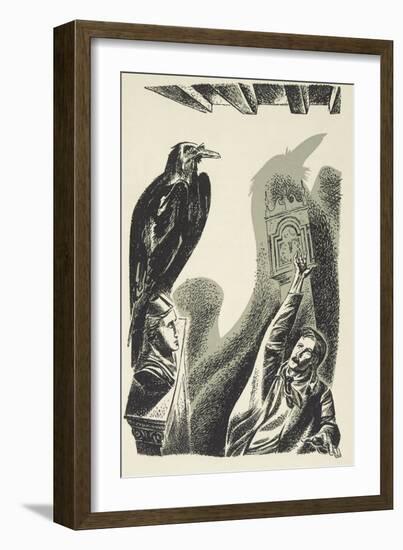 Illustration for the Raven by Edgar Allan Poe, 1845-null-Framed Giclee Print