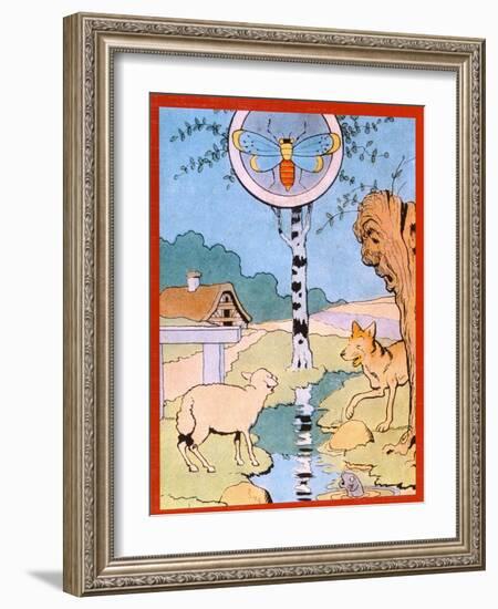 Illustration for the Wolf and the Lamb, from 'Fables'-Benjamin Rabier-Framed Giclee Print