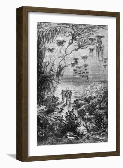 Illustration from "20,000 Leagues under the Sea"-Alphonse Marie de Neuville-Framed Giclee Print