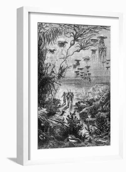 Illustration from "20,000 Leagues under the Sea"-Alphonse Marie de Neuville-Framed Giclee Print