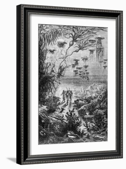 Illustration from "20,000 Leagues under the Sea"-Alphonse Marie de Neuville-Framed Giclee Print