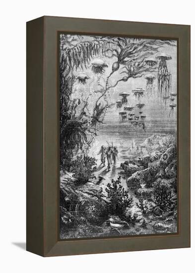 Illustration from "20,000 Leagues under the Sea"-Alphonse Marie de Neuville-Framed Premier Image Canvas