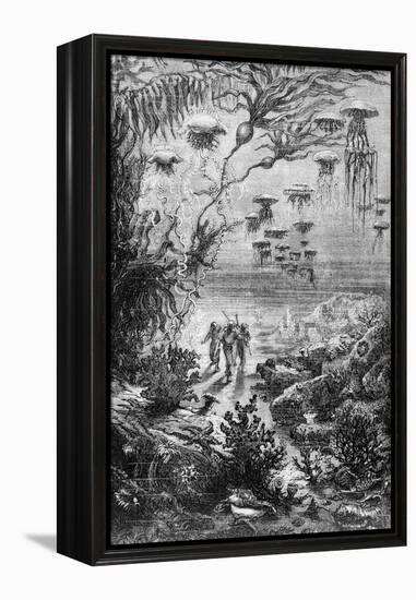 Illustration from "20,000 Leagues under the Sea"-Alphonse Marie de Neuville-Framed Premier Image Canvas